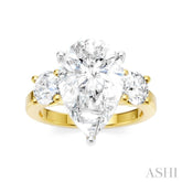 1 Ctw Tri-Mount Pear Shape Round Cut Diamond Semi Mount Engagement Ring in 14K yellow and White Gold